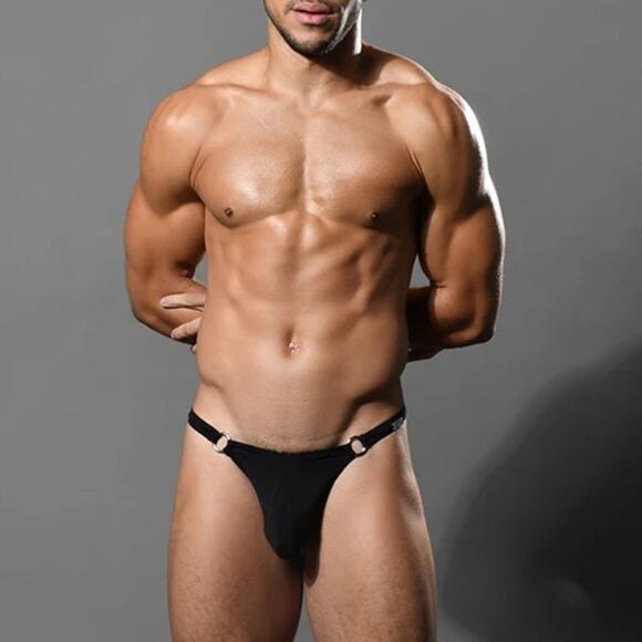Andrew Christian Low Cut Ring Thong Large Black - Picture 1 of 10